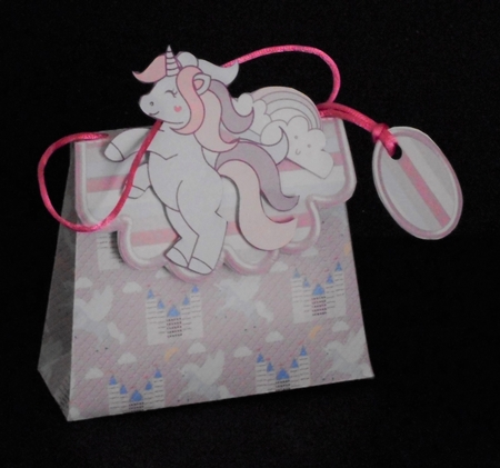 Handbag Gift Box Unicorn Pattern with Unicorn Decoupage by Joan Prince