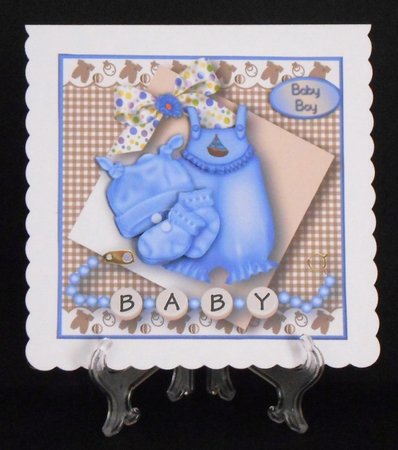 Baby Boy Decoupage Card Front by Joan Prince