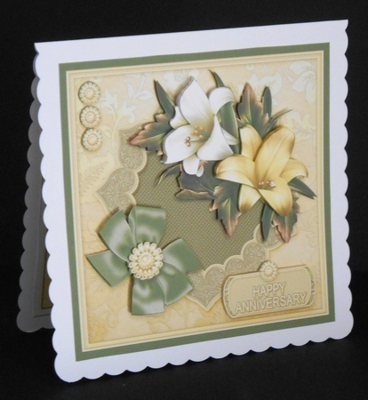 Yellow & White Lilies on a Lace Hearts Frame 8in x 8in Decoupage Mini Kit by Joan Prince