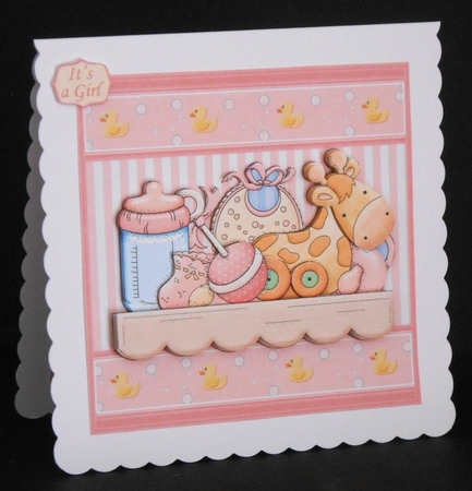 BABY GIRL SHELF 7.5 New Baby Decoupage Mini Kit by Joan Prince