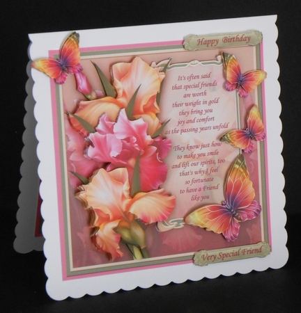 BLUSH OF IRIS & VERSE FOR FRIEND 7.8 Decoupage Mini Kit by Joan Prince