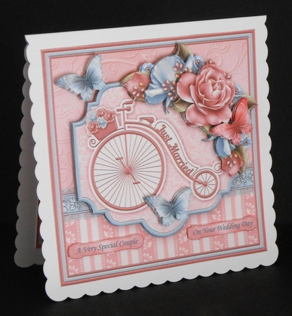 WEDDING BICYCLE & ROSES 8x8 Decoupage & Insert Mini Kit by Joan Prince