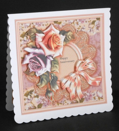 Peach Roses on a Lace Doily 8in x 8in Decoupage Mini Kit by Joan Prince
