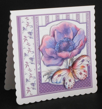 PURPLE ANEMONE & BUTTERFLY 8x8 Decoupage & Insert Mini Kit by Joan Prince