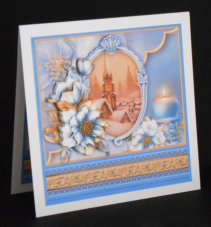 CHRISTMAS FROSTED FLORALS & CHURCH 8x8 Decoupage Mini Kit by Joan Prince