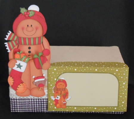 3D On the Shelf Card Kit - Christmas Gingerbread Man has a Christmas Stocking and Present by Joan Prince