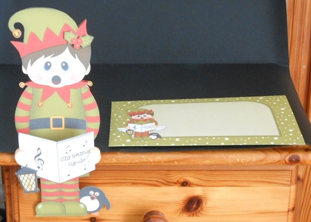 3D On the Shelf Card Kit - Christmas Little Boy Elf goes Carol Singing by Joan Prince