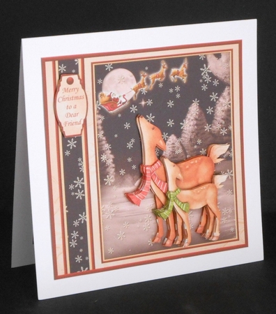DEER ON CHRISTMAS EVE 7.8 Decoupage & Insert Mini Kit by Joan Prince