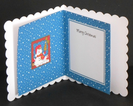 Christmas Snowman Oli has a Christmas Tree matching insert square landscape by Joan Prince