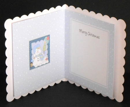 Christmas Snowman Oli has a Christmas Tree matching insert square landscape by Joan Prince