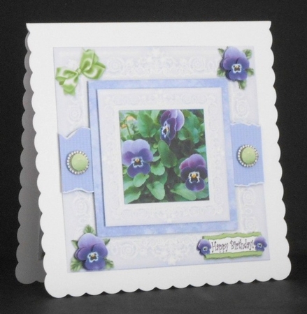 Build A Shabby Chic Decoupage Pansy Card Topper Kit With Assorted Insert Greetings by Joan Prince