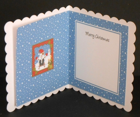 Christmas Snowball Sam goes Sledging insert square landscape by Joan Prince
