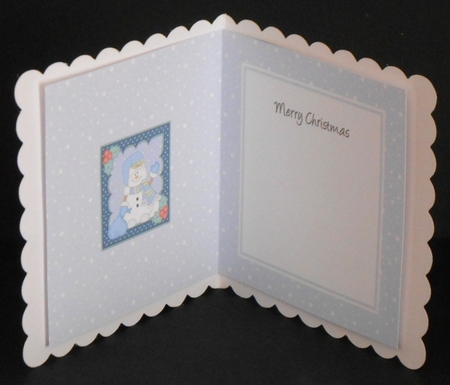 Christmas Snowman Oli has a Sack of Presents insert square landscape by Joan Prince