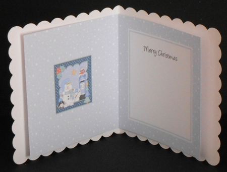Christmas Snowman Oli and Pip Penguin post a letter to Santa insert square landscape by Joan Prince