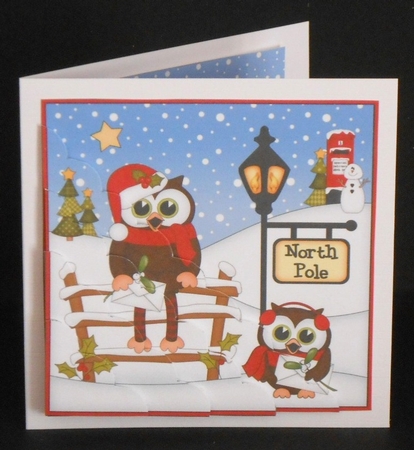 Christmas Little Hoot Owls Post their Letters to Santa at the North Pole Scalloped Corner Stacker by Joan Prince