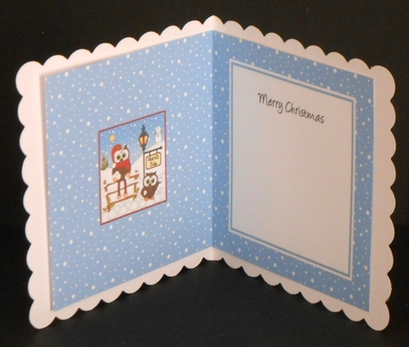 Christmas Little Hoot Owls have a Snowball Fight at the North Pole insert square landscape by Joan Prince