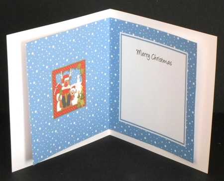 Christmas Rudolph goes Sledging insert square landscape by Joan Prince