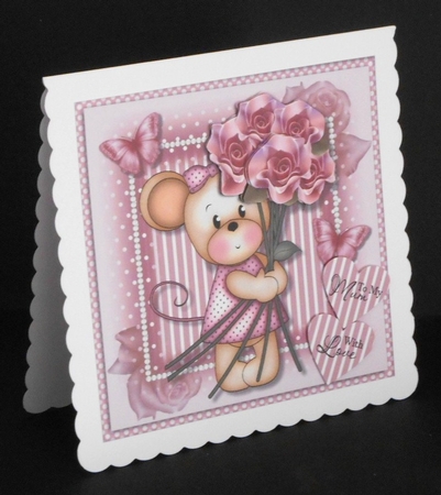 Maisy with Pink Roses Mothers Day/Birthday Topper by Joan Prince
