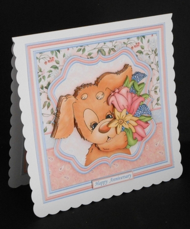 CUTE PUPPY & SPRING BOUQUET 8x8 Decoupage & Insert Mini Kit by Joan Prince