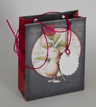 Valentines Rose Mouse Mini Gift Bag by Joan Prince