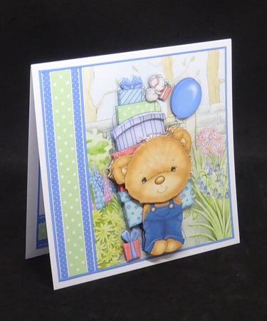 Party Boy Bear 7.5 Decoupage & Insert Mini Kit by Joan Prince