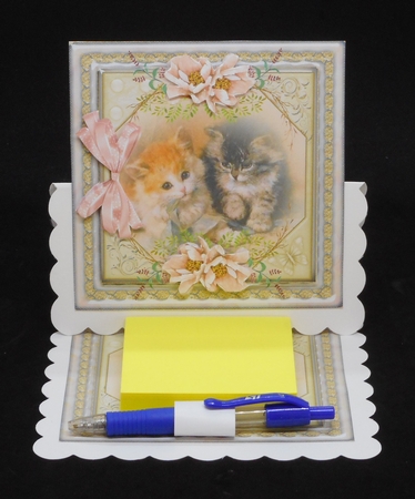 Cats and pink flowers by Joan Prince