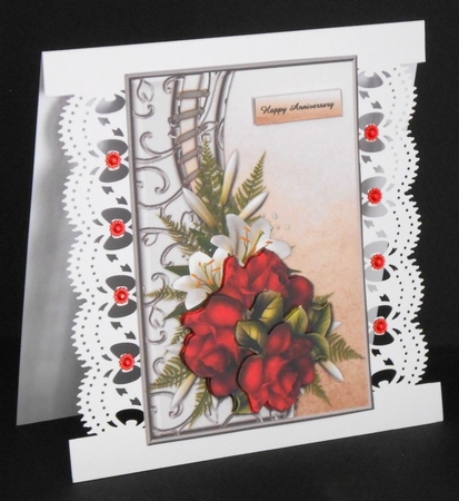 Beautiful  Shaped Border & Red Roses by Joan Prince