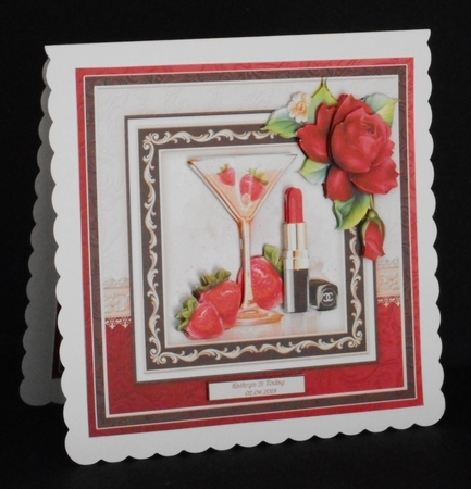 CHAMPAGNE & STRAWBERRIES 8x8 Decoupage & Insert Mini Kit All Occasions by Joan Prince