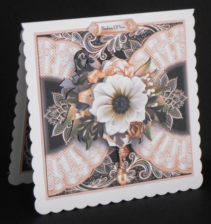 Black and Ivory Lace bouquet card front Kit by Joan Prince
