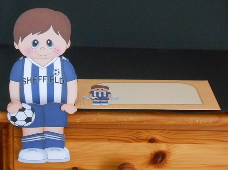 3D On the Shelf Card Kit - Little Footballer Armand plays for Sheffield by Joan Prince