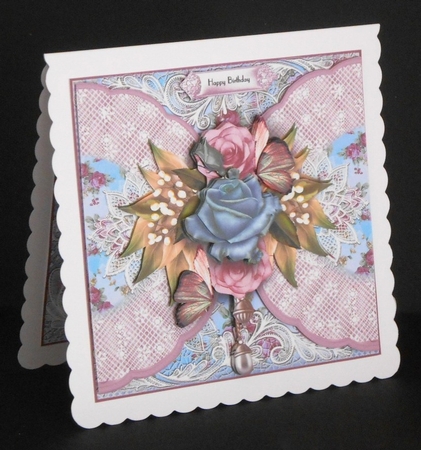 Blue Rose Floral Lace Card Front Kit by Joan Prince