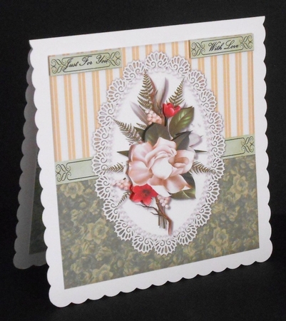 Lace Oval & Roses  by Joan Prince