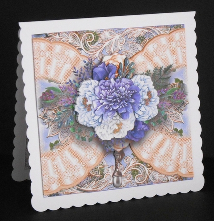 Beautiful Peonies and lace Card Front Kit by Joan Prince