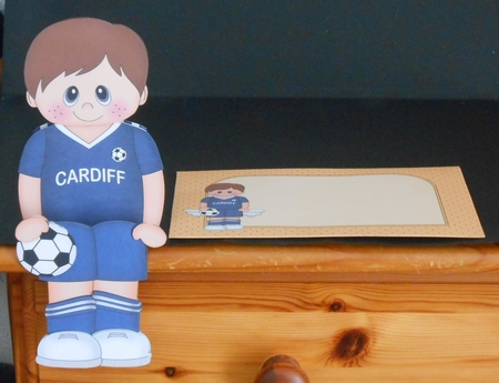 3D On the Shelf Card Kit - Little Footballer Reid plays for Cardiff by Joan Prince