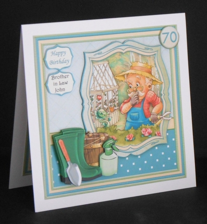 MALE GARDENER GARDENING SURPRISE 8x8 Decoupage Insert & Ages Mini Kit by Joan Prince