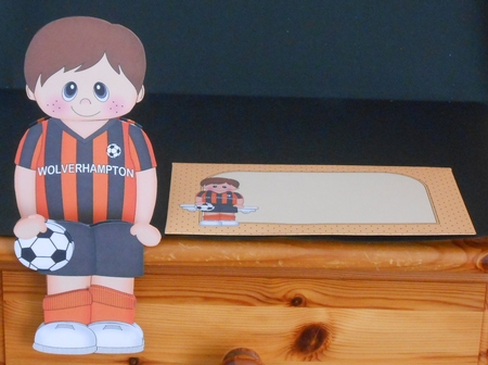 3D On the Shelf Card Kit - Little Footballer Willis plays for Wolverhampton by Joan Prince