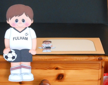 3D On the Shelf Card Kit - Little Footballer Erasmo plays for Fulham by Joan Prince