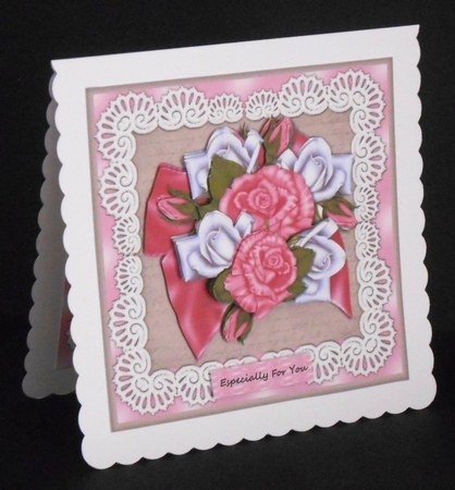 Large Bow & White & Pink Roses by Joan Prince