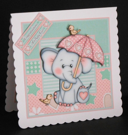 Ella with Umbrella Pink Mini Kit - New Baby/Baby Shower by Joan Prince