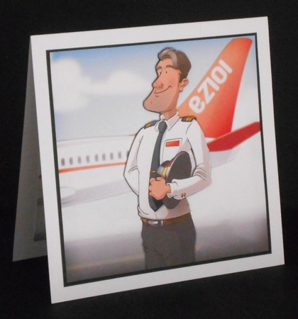 Airline Pilot Dude (Orange) 8x8 by Joan Prince