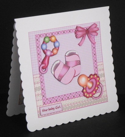 New baby Girl card Topper by Joan Prince