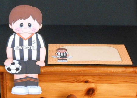 3D On the Shelf Card Kit - Little Footballer Markus plays for Newcastle by Joan Prince