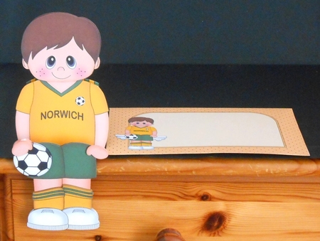 3D On the Shelf Card Kit - Little Footballer Leopoldo plays for Norwich by Joan Prince
