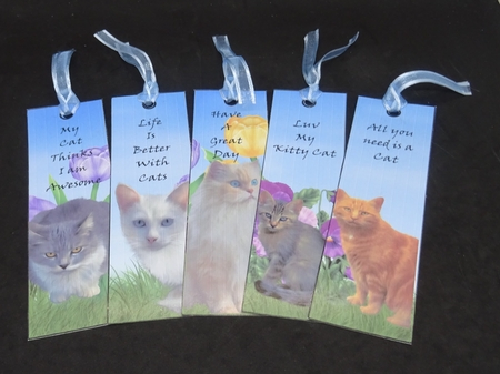 5 Very Cute Cat Bookmarks #1 by Joan Prince