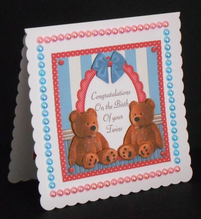 Twin Baby Boy and Girl Teddy Bear by Joan Prince