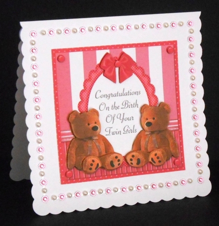 Twin Baby Girl Teddy Bear by Joan Prince