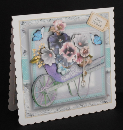 Beautiful Pansy Barrow Card Front Kit by Joan Prince