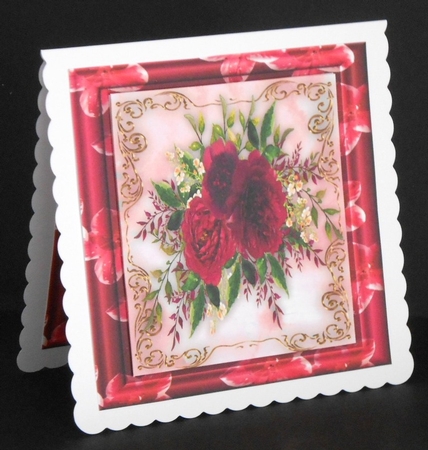 Burgundy Roses  in a Flower Frame  by Joan Prince