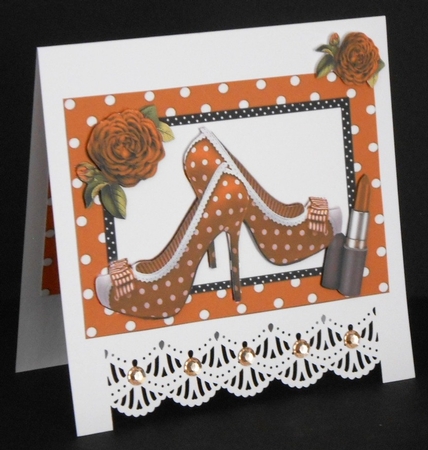 pretty gold polkadot/stripe shoes with gold roses A5 by Joan Prince