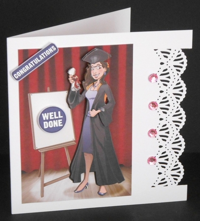Graduation Dudess Brown Hair Blank Board by Joan Prince